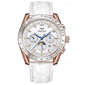 preiswerte Mechanische Uhren-Herren Mechanische Uhr Modisch Geschäftlich Armbanduhr Automatikaufzug Tourbillon Mondphasenanzeige leuchtend Leder Beobachten