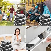 economico deposito bagagli e viaggi-Confezione da 6 cubi da imballaggio a compressione per valigie, set da 6 cubi da imballaggio organizer da viaggio, organizzatori da viaggio comprimibili essenziali per il viaggio