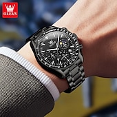 cheap Quartz Watches-OLEVS Men Quartz Watch Outdoor Fashion Casual Wristwatch Luminous Calendar Waterproof Decoration Steel Watch