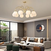 olcso Függőfények-led függőlámpa 65/85cm 6/8 fény század közepén modern e27 csillár nagy fehér gömb sputnik vintage sárgaréz süllyesztett mennyezeti lámpa konyhasziget függőlámpa matt üveggolyós függőlámpa 110-240v