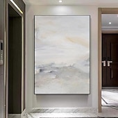 cheap Abstract Paintings-Handmade Wall Art Pastel painting handmade Abstract Gray Landscape Painting   Eclectic Minimalist Modern Art Neutral seascape Painting Wall Decor Framed Canvas Gray painting