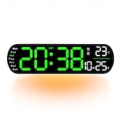 economico Luci decorative-Luce notturna a LED da 1 pz 8 colori, orologio multifunzione con display a LED corto con temperatura settimanale e calendario, telecomando Orologio da parete digitale intelligente 12/24 ore con luce d&#039;atmosfera 1 regolazione del colore