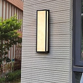 abordables luces de pared al aire libre-Aplique de pared exterior LED blanco cálido 42/63 cm 20 W IP65 apliques modernos iluminación de pared lámpara de patio luces rectangulares negras lámpara de pared de mármol para patio, porche, garaje