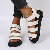 cheap Casual Sandals-Women&#039;s Black Gladiator Sandals – Chunky Platform Summer Shoes with Adjustable Straps, Stylish &amp; Comfortable for Casual Outings &amp; Beach Wear