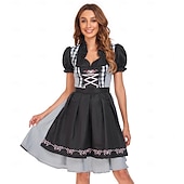 levne Ženy-Oktoberfest Šaty Dámské šaty Trachtenkleader Oktoberfest / pivo Bavorský Bavorský Tradiční kostýmní šaty Louky Dámské Tradiční Styl Tkanina Šaty Zástěra (70 cm)