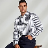 voordelige Heren Elite Overhemden-Voor heren Overhemd Button-down overhemd Effen Kleur Formeel Bruiloft Zwart Lange mouw Strijkijzer Lente &amp; Herfst Kleding Knop