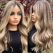 levne Paruky z přírodních vlasů se síťkou ofina-Remy lidské vlasy 13x4 krajka vpředu Paruka Střední část Brazilské vlasy Vlnitá Vícebarevný Paruka 130% 150% Hustota vlasů Ombre vlasy Melírované vlasy Bezlepkové Pro Dámské Dlouhý Paruky z