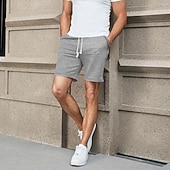 preiswerte Shorts-Herren Waffel-Shorts Sweatshorts Kurze Hose Shorts Kurze Hosen Sommer-Shorts Tasche Kordelzug Elastische Taille Glatt Komfort Kurz Sports Outdoor Täglich Ausgehen Modisch Brautkleider schlicht