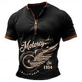 economico Magliette di Halloween-Halloween Per uomo Orrore gotico Moto Maglietta Manica Corta maglietta Stampa 3D Mezza zip Camicia Retrò Vintage Streetwear Casuale Quotidiano Nero Estate Primavera Abbigliamento S M L XL XXL XXXL