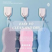 cheap Bathroom Gadgets-Bath Body Shower Sponge Scrub with Self-adhesive Hook Spa Scrub Exfoliator Dead Skin Remover for Adults Children Elasticity Reusable Shower Brush Skin Cleaner