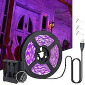 abordables Luces de tira USB-1 m 2m 3M Tiras LED Flexibles 60-300 LED 2835 SMD 8 mm 1 conjunto de soporte de montaje 1 juego Morado Tiras de Luces LED Víspera de Todos los Santos Al Aire Libre Impermeable Alimentado por USB