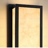 abordables luces de pared al aire libre-Aplique de pared exterior LED blanco cálido 42/63 cm 20 W IP65 apliques modernos iluminación de pared lámpara de patio luces rectangulares negras lámpara de pared de mármol para patio, porche, garaje