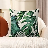 billige blomster- og plantestil-putetrekk 1 stk myk blomstret&amp;amp;planter firkantet putetrekk putetrekk til sofa soverom overlegen kvalitet maskinvaskbar utendørs faux lin pute til sofa sofa seng stol grønn