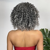 levne starší paruka-Syntetické paruky Uniformy Kariéra kostýmy Princeznovské Deep Curly Afro Kinky Střední část Vrstvený střih na stroji Paruka 10&quot; Šedá Umělé vlasy Dámské cosplay Párty Módní Tmavě šedá