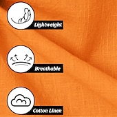 preiswerte Herren Elite Hemden-Herren Patchwork Hemd Leinenhemd Sommerhemd Langarm Basic Lässig Strand Straße Ferien Alltagskleidung Sommer Umschlagkragen Orange