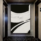 abordables Peintures Abstraites-grande peinture à l&#039;huile de texture abstraite faite à la main art mural peint à la main peinture à l&#039;huile de texture art mural abstrait noir et blanc peinture blanche noire art mural moderne