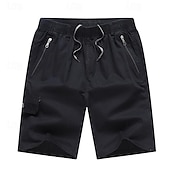 cheap Classic-Men&#039;s Cargo Shorts Shorts Hiking Shorts Elastic Waist Multi Pocket Plain Wearable Short Outdoor Daily Camping &amp; Hiking Fashion Classic Black Army Green