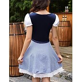 billiga Kvinnor-Oktoberfest Klänningar Dirndl Bayersk Hembiträde Tyska München Ängar Dam Traditionell stil tyg