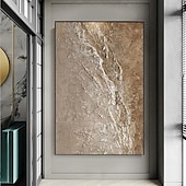 billiga Oljemålningar-oljemålning wabi sabi målning handmålad stor beige konst brun 3d minimalistisk målning på duk brun 3d textur väggkonst neutral beige båge gipsmålning