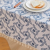 abordables Manteles-Mantel flecos 100% algodón con borla planta floral