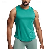 baratos Camisetas e Regatas de Corrida-Homens Camisola de alças do exercício Regata de Corrida Regata para Academia Sem Manga Colete Casual Roupa Esportiva Cor Sólida Secagem Rápida Macio Respirável Treino de Ginástica Caminhada Cooper