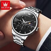 cheap Quartz Watches-New Olevs Brand Business Men&#039;S Watch Luminous Chronograph 24-Hour Indication Fashion Trend Leisure Multifunction Quartz Watch Steel Belt Waterproof Sports Men&#039;S Wristwatch