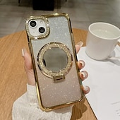 お買い得  iPhone用ケース-電話 ケース 用途 iPhone 17 Pro Max 17 Air 16 15 14 Pro Max Plus 13 12 11 Pro Max バックカバー スタンド付き ブリンブリングリッターシャイニー 耐衝撃 TPU 仕上げ