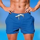 baratos shorts de natação masculinos-Homens Bermuda de Surf Shorts de Natação Calção Justo de Natação Com Cordão Cintura elástica Tecido Conforto Secagem Rápida Curto Feriado Praia Final de semana Moda Casual Preto Branco Micro-Elástica