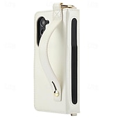 cheap Samsung Cases-Phone Case For Samsung Galaxy Z Fold 6 Z Fold 5 Z Fold 4 Z Fold 3 Back Cover with Stand Holder Magnetic with Lanyard Retro TPU PU Leather