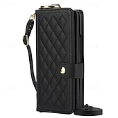 cheap Samsung Cases-Phone Case For Samsung Galaxy Z Fold 6 Z Fold 5 Z Fold 4 Z Fold 3 Back Cover with Stand Holder Magnetic with Lanyard Retro TPU PU Leather
