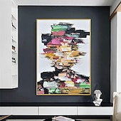 preiswerte Ölgemälde-Ölgemälde auf Leinwand mit Frauengesicht, Wandkunst, farbenfrohes Frauengesicht, handgefertigtes gesichtsloses Porträtgemälde, abstraktes Damengemälde, Frau, Leinwandkunst, Wohndekor für Wohnzimmer,