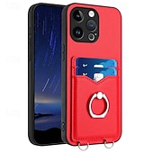 economico Cover per iPhone-telefono Custodia Per iPhone16 iPhone 15 Pro Max Plus iPhone 14 13 12 11 Pro Max Plus Mini SE Per retro Supporto ad anello Slot per schede Resistente agli urti Retrò TPU Metallo pelle sintetica