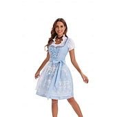 levne Dirndl-Plesová maškaráda Oktoberfest Šaty Cosplay kostým Trachtenkleader Služka Šaty němčina Mnichov Louky Dámské předvečer Všech svatých Šaty Tradiční Styl Tkanina Tričko Šaty Zástěra