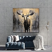preiswerte Abstrakte Gemälde-der große Elch. Tiere. 100 % handgemaltes Strukturgemälde, abstraktes Acryl-Ölgemälde, Wanddekoration, Wohnzimmer, Bürowand