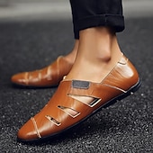 billiga Kjol sandaler-mäns loafers i brunt läder - ventilerande slip-on vardagsskor för sommaren