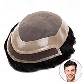 halpa Hiuspalat ja -housut-miesten toupee hieno mono intialainen hiusperuukki edessä sveitsiläinen pitsi kapillaariproteesi kestävä remy hiuslisä luonnollinen hiusjärjestelmäyksikkö 6x8 7x9 7x10 8x10