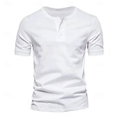 abordables T-shirt Henley décontracté-Homme T shirt Tee Chemise Henley Shirt Plein Henley Casual Vacances Manche Courte Vêtement Tenue Mode Léger Muscle Grand et grand