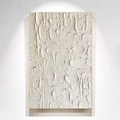 preiswerte Abstrakte Gemälde-3D gerahmte handgemalte strukturierte Wandkunst weißes minimalistisches Gemälde auf Leinwand Wabisabi trendige Wohnkultur Wohnzimmer Wandkunst modernes Gemälde fertig zum Aufhängen