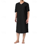 ieftine Halate-Bărbați loungewear Camasa de noapte Cămașă de noapte Culoare pură Stilat Confortabili Halate kimono Zilnic Casă Poliester Απαλό Respirabil În V Manșon scurt Buzunar Vară Primăvară Negru Alb