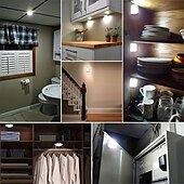 ieftine lumini de noapte cu senzor-Set de lumini de noapte cu senzor de mișcare cu led 3 buc, lumină cu senzor dulap dulap cu 6 LED-uri, iluminare automată cu infraroșu activată cu baterie alimentată pentru un loc nou dulap, dulap, scară, dormitor, coridor, toaletă, dulap