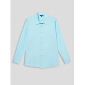voordelige Klassiek-Voor heren Overhemd linnen overhemd Zomer overhemd Strand Kleding Overhemd met knopen Effen Casual Dagelijks blauw Lange mouw Revers Lente &amp; Herfst Kleding