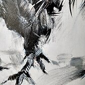 billiga Abstrakta målningar-handmålad tupp kuk oljemålning på duk - modern impressionistisk djurkonstmålning tjocka färger tung textur djuroljemålning