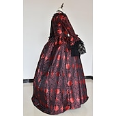 billige Kjoler-Rokoko Victoriansk Renessanse Gulvlengde Kjoler Party-kostyme Maskerade Store størrelser Normal Puffermer Kjegle Erme Prinsesse Blonder Slitasje Årgang Ballkjole Firkantet hals Kostyme Dame Royal Jul