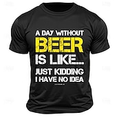 baratos Camiseta gráfica masculina-Homens Letra Engraçado Cerveja Camiseta T-shirt 100% Algodão Manga Curta Gráfico Camisa Preto Verde Tropa Azul Escuro Camiseta confortável Rua Esportes Roupas de estilistas