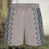 cheap Retro Vintage &amp; Ethic-Men&#039;s Geometric Pattern Flower / Floral Swim Shorts Board Shorts Swimming Trunks Mid Waist Hawaiian Ethnic Style Casual Holiday Beach Drawstring with Mesh lining Elastic Waist Designer Clothing