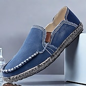 abordables Zapatillas sin cordones y mocasines de hombre-Mocasines informales de lona para hombre: zapatos para caminar ligeros y transpirables
