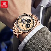 levne Quartz hodinky-nové olevy olevs módní trend pásek z nerezové oceli pánské obchodní hodinky kalendář svítící fáze měsíce jednoduché volnočasové quartzové hodinky voděodolné sportovní pánské náramkové hodinky