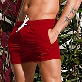 baratos shorts de natação masculinos-Homens Bermuda de Surf Shorts de Natação Calção Justo de Natação Com Cordão Cintura elástica Tecido Conforto Secagem Rápida Curto Feriado Praia Final de semana Moda Casual Preto Branco Micro-Elástica