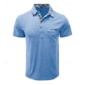 ieftine Polo clasic pentru bărbați-Bărbați Tricouri polo Cămașă de golf Muncă Casual Rever Guler polo cu nervuri Manșon scurt De Bază Modern Bloc Culoare Peteci Nasturi Primavara vara Fit regulat Albastru Deschis Gri Închis Negru