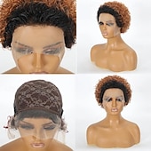 economico Parrucche lace front capelli veri-Parrucca frontale in pizzo pixie cut 13x1 capelli umani lisci trasparenti parrucche per capelli umani parrucche per capelli remy parrucca caschetto corto
